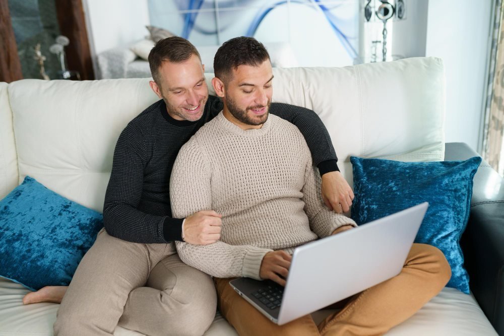 Gay men preparing for a comfortable first date in the United States