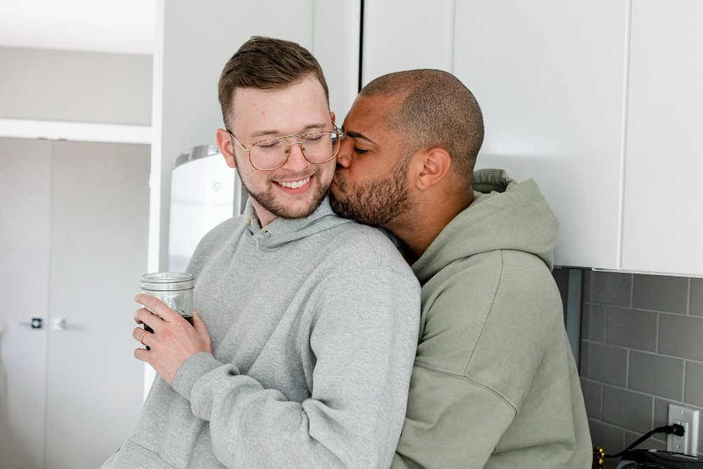 Gay man at home