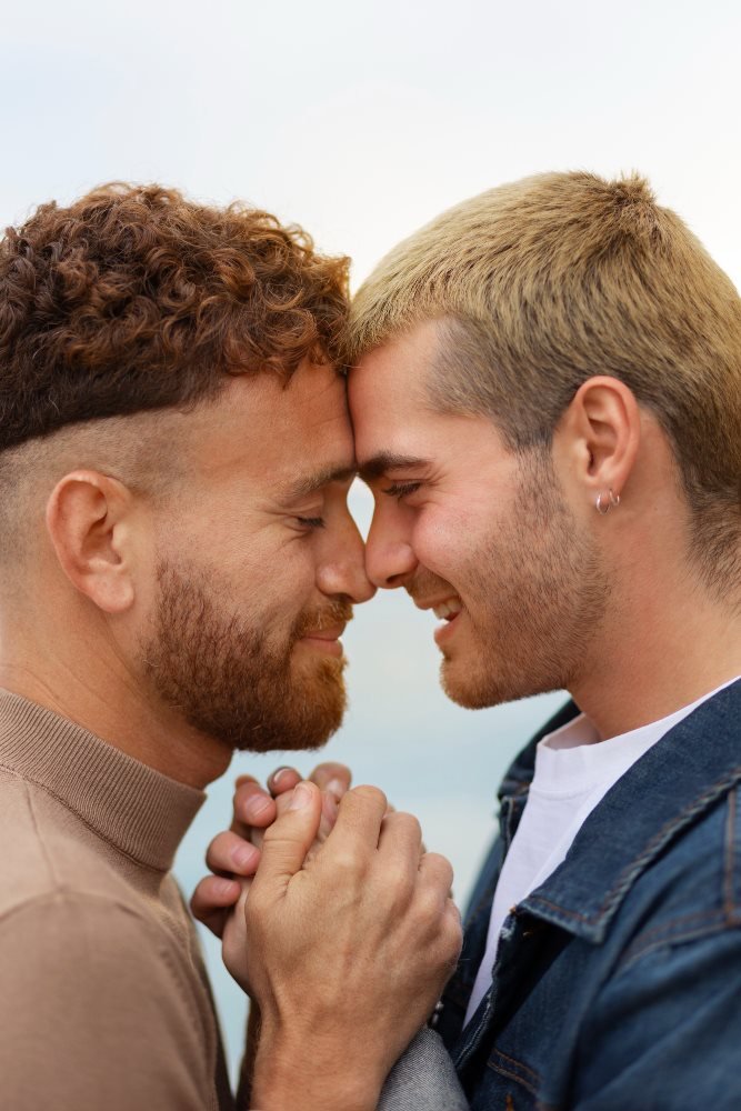 Two men enjoying a warm moment together
